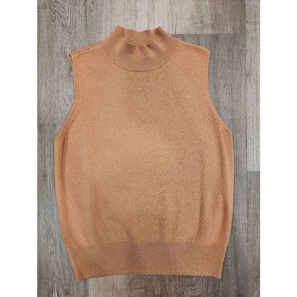 Ann Taylor Knit Ramie Camel color Tuttleneck size XS Vest - Picture 1 of 6